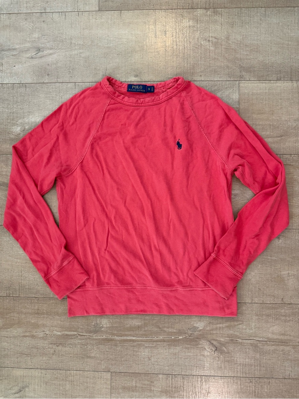 Polo Ralph Lauren Men's Coral Red Spa Terry Raglan Pullover Sweatshirt Small